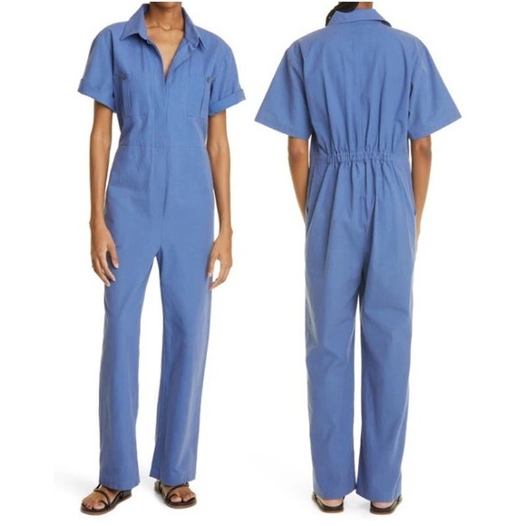 NEW Mara Hoffman Kailyn Recycled Cotton Utility Jumpsuit In Blue Size Medium - Picture 2 of 7